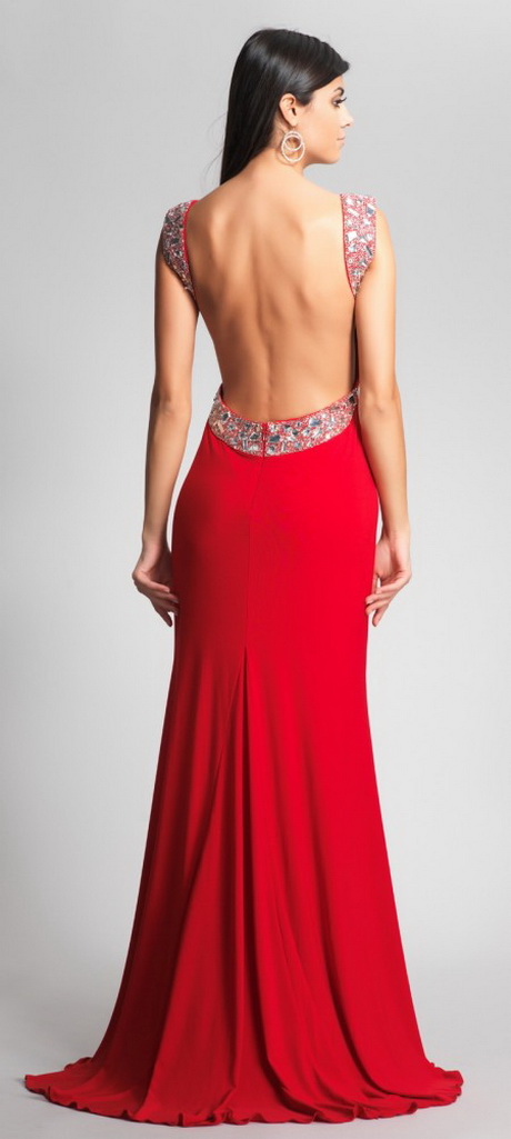 red backless ball gown