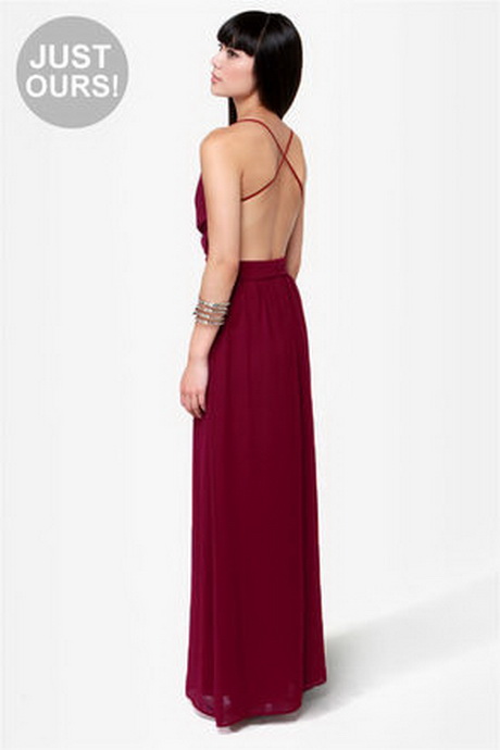 sexy backless dress burgundy dress maxi dress  51 00