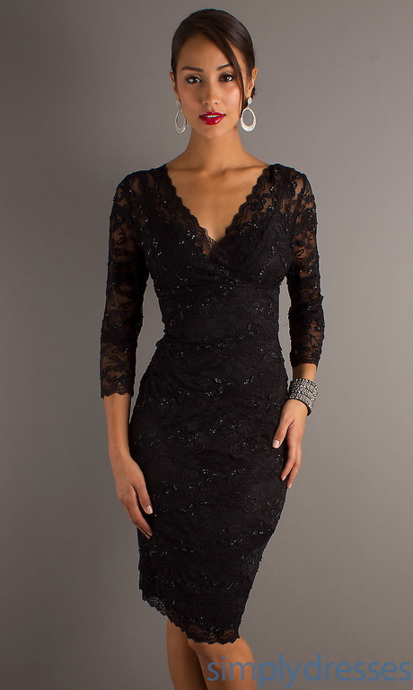 Black Cocktail Dresses With Sleeves