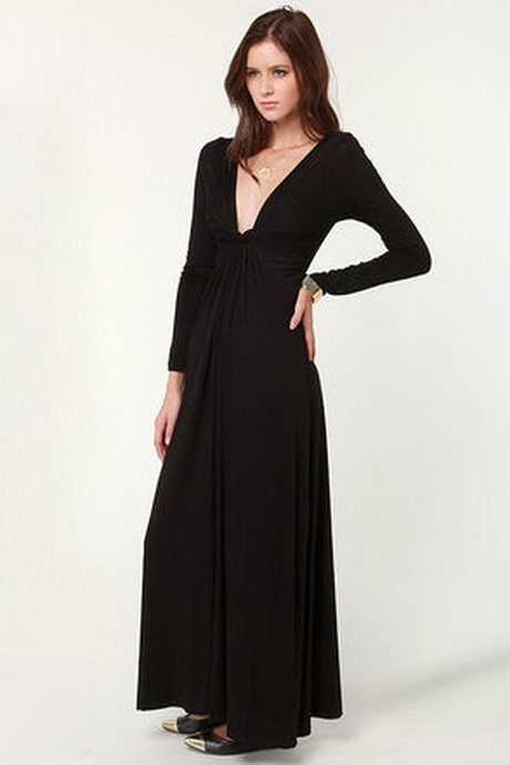 Black long sleeve maxi dresses