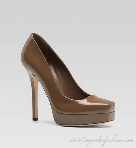 brown and white pumps