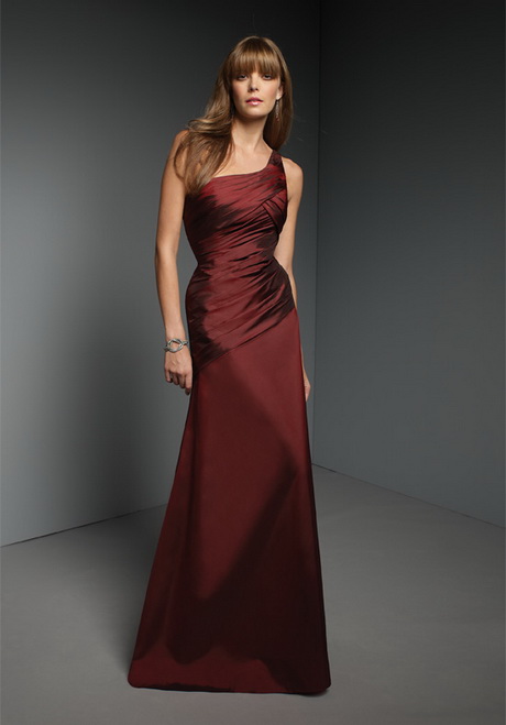 Deep Red Satin Mermaid One Shoulder Pleated Floor Length Melting Dress ...