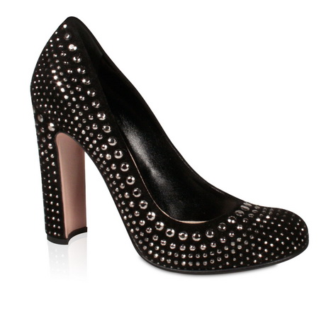Prada Womenâ€™s Designer Black High-Heel Pumps Studded Suede Shoes ...