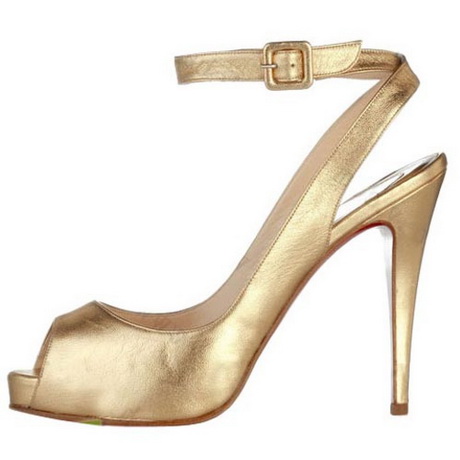 ... Skin Peep Toe Platform Sling Back Gold High Heel Shoes (Custom Made