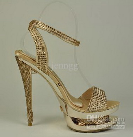 Heel Shoes â€“ Buy Gold Crystal Peep Toe Sandals High Heels High Heel ...