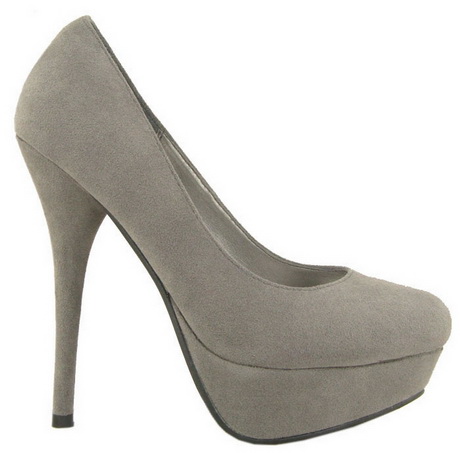 Mia Grey Court Shoes High Heels Ladies Court Shoes