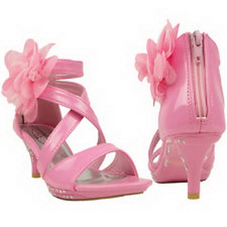 New Girls Dress Sandals Strappy Rhinestones High Heel Flower Pink ...