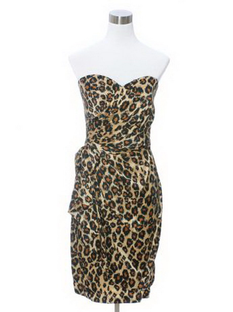 ... Leopard Print Silk Cocktail Dress : aj bari leopard strapless vintage