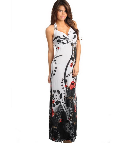 Black and white long summer dress Clearance