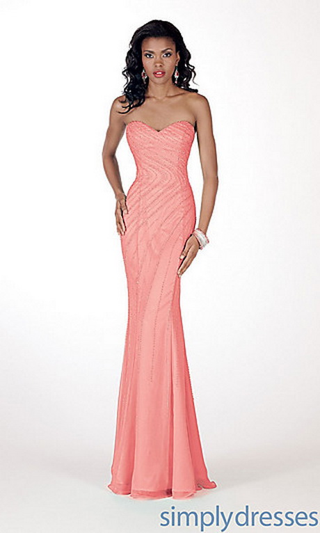 Long Strapless Fitted Silk Formal Dress