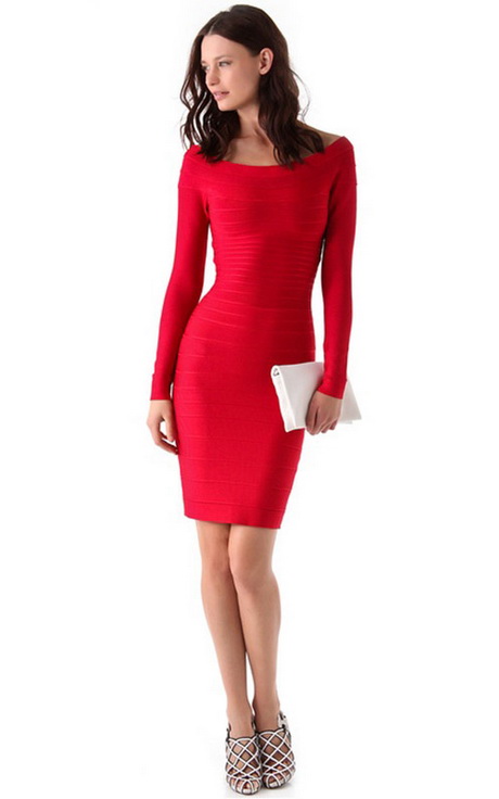 ... Cheap Herve Leger Long Sleeves Red Bandage Dress Sale larger image