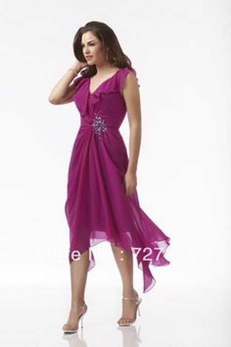 New Groom Mother of the Bride Dresses Beach Style Tea Length Fushia ...