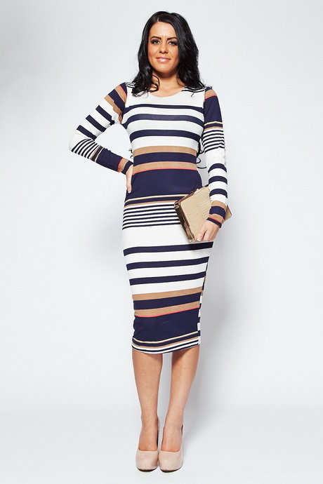 Navy and white striped dress