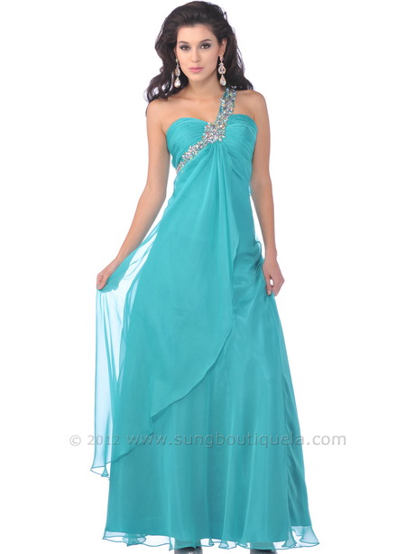 7539 Sparkling Single Strap Chiffon Prom Dress â€“ Front Image