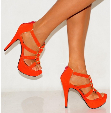 Orange high heel shoes