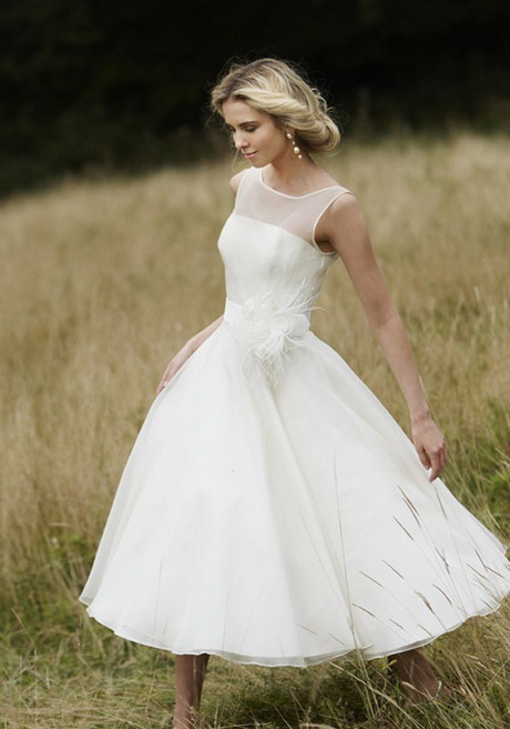 knee length wedding dress with lace