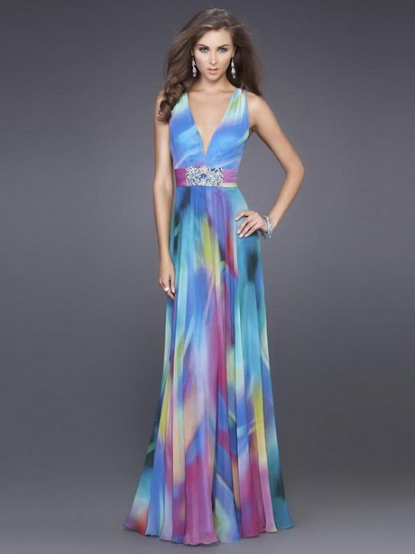 printed evening gown