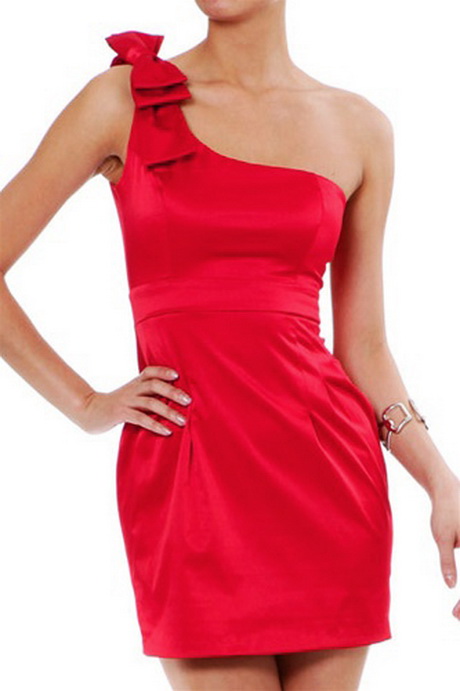 Red One Shoulder Cocktail Dresses 