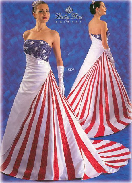 American flag red white and blue wedding dress