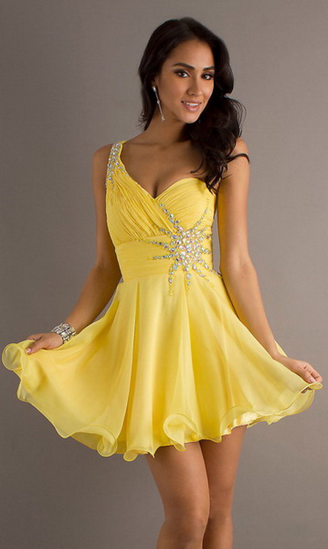 Short Yellow Homecoming Dresses