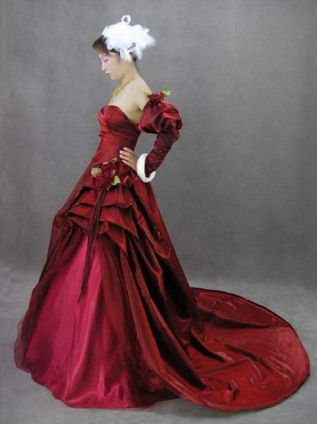victorian red ball gown