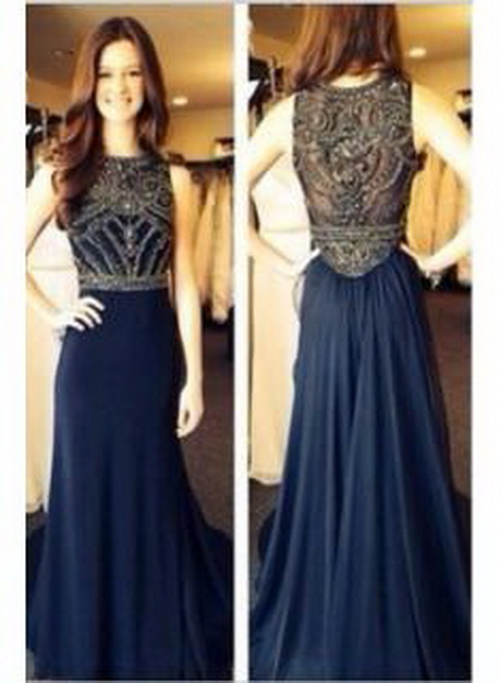 navy prom dresses 2015 floor length chiffon top sheer party gowns ...