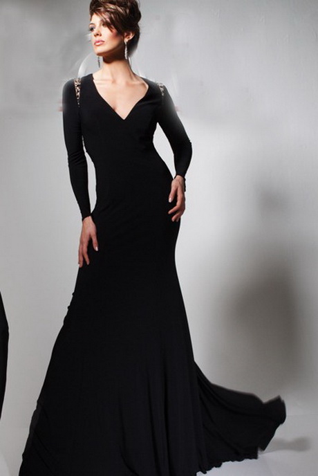 long-black-dresses-with-sleeves-00_18 Long black dresses with sleeves