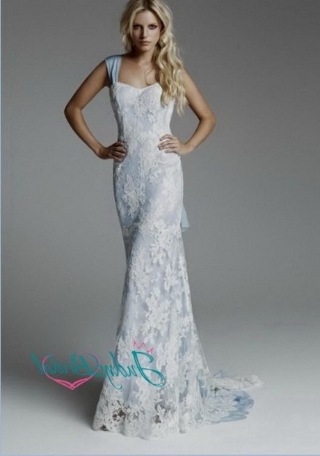 Blue lace wedding dress