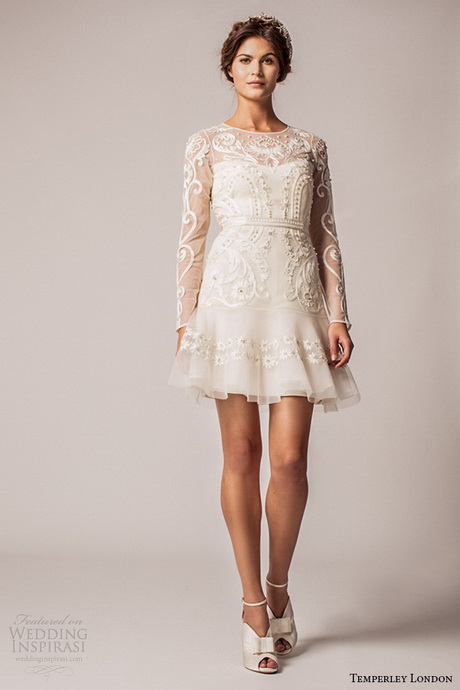 Long sleeve short wedding dresses