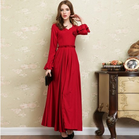 long-dress-with-sleeves-casual-88_16 Long dress with sleeves casual
