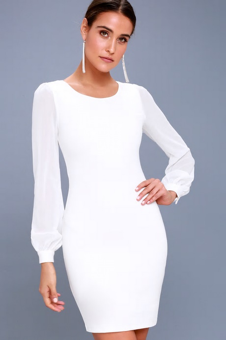 white-long-sleeve-dress-bodycon-63_17 White long sleeve dress bodycon