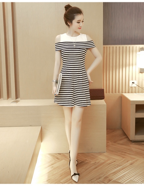 black-and-white-striped-casual-dress-35 Black and white striped casual dress