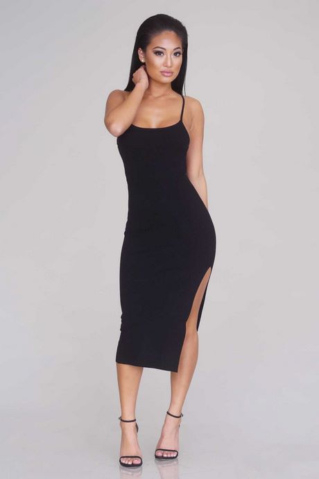 black-midi-dress-with-slit-28 Black midi dress with slit