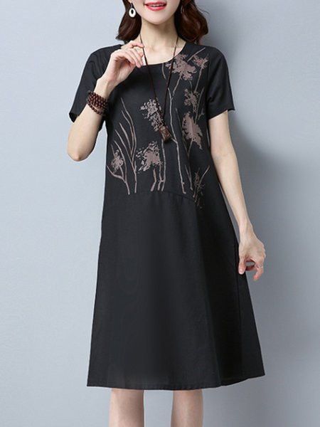 black-short-sleeve-midi-dress-23 Black short sleeve midi dress