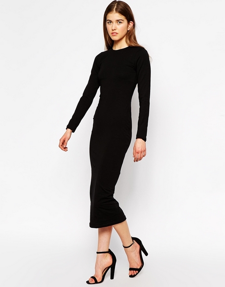 long-sleeve-midi-black-dress-17 Long sleeve midi black dress