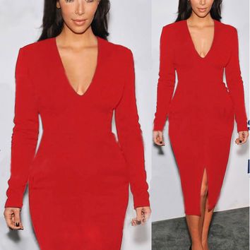 long-sleeve-red-midi-dress-75_10 Long sleeve red midi dress