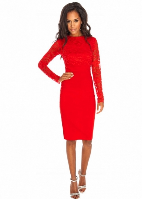 red-lace-midi-dress-with-sleeves-82_17 Red lace midi dress with sleeves