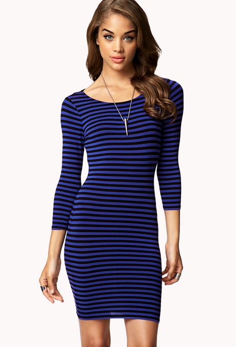 Blue and black striped dress