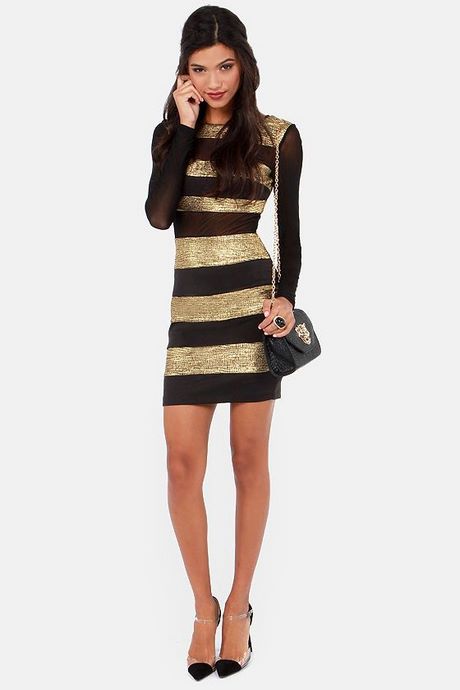 black-and-gold-striped-dress-95_6 Black and gold striped dress