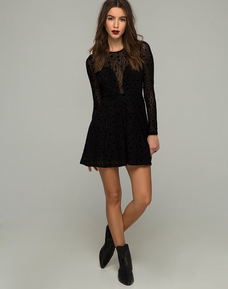 black-lace-skater-dress-with-sleeves-75 Black lace skater dress with sleeves