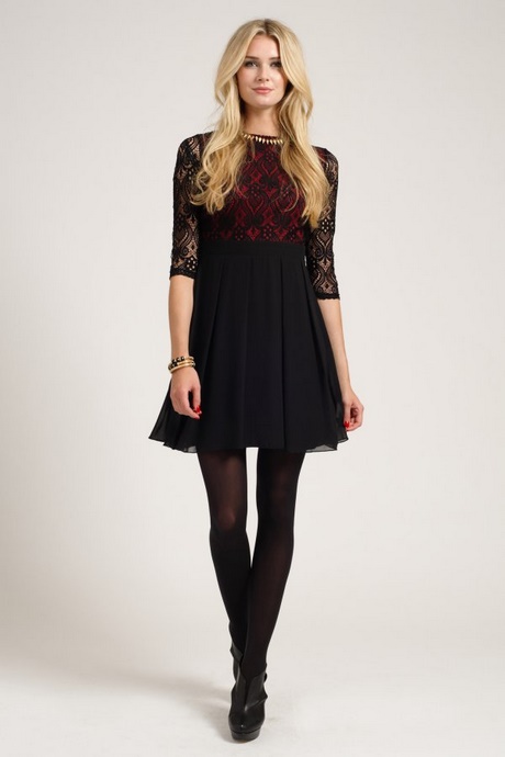 black-lace-sleeve-skater-dress-62_17 Black lace sleeve skater dress