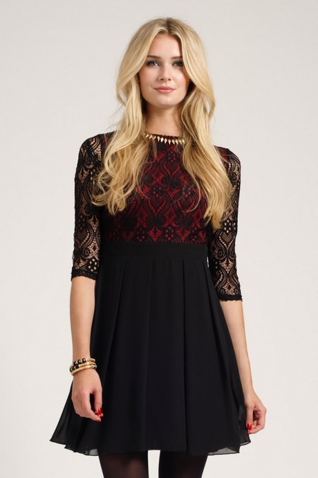 black-long-sleeve-lace-skater-dress-55_9 Black long sleeve lace skater dress