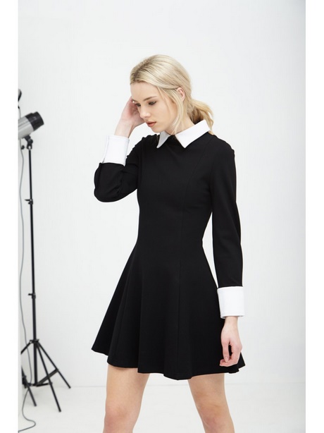 black-skater-dress-with-white-collar-44_2 Black skater dress with white collar