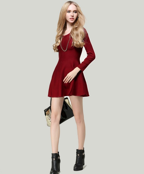 long-sleeve-burgundy-skater-dress-58_20 Long sleeve burgundy skater dress