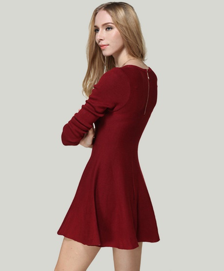 long-sleeve-burgundy-skater-dress-58_4 Long sleeve burgundy skater dress