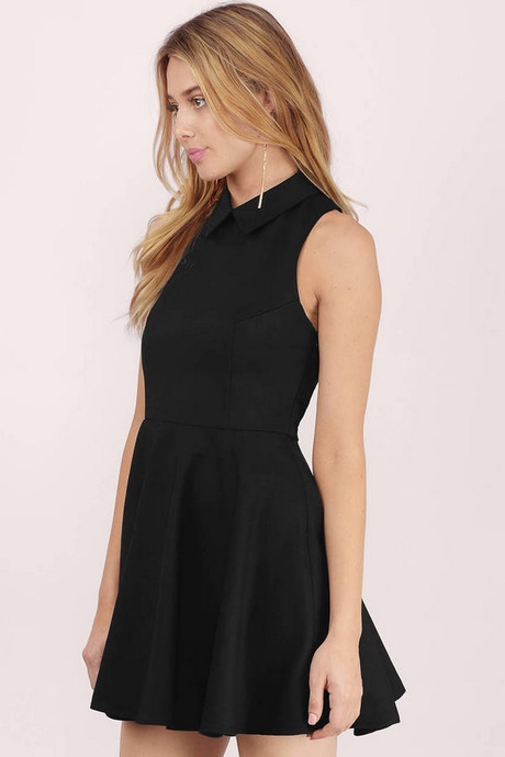 Low Cut Black Skater Dress 