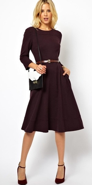 midi-skater-dress-with-3-4-sleeve-13_7 Midi skater dress with 3 4 sleeve