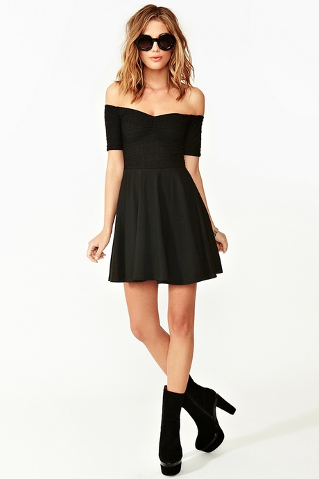 off-the-shoulder-skater-dress-black-78_10 Off the shoulder skater dress black