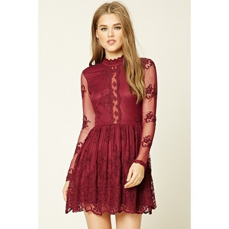 red-lace-skater-dress-with-sleeves-39_11 Red lace skater dress with sleeves