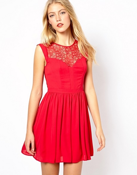 red-lace-skater-dress-with-sleeves-39_17 Red lace skater dress with sleeves